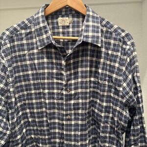 Faherty Button Down Long Sleeve Shirt Mens XL Blue White Plaid Button Up